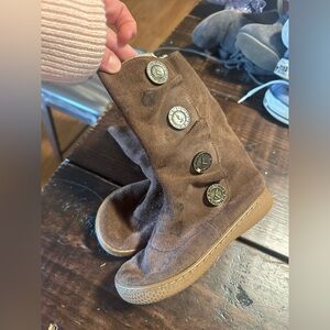 Livie & Luca Brown Suede Kids Button Boots